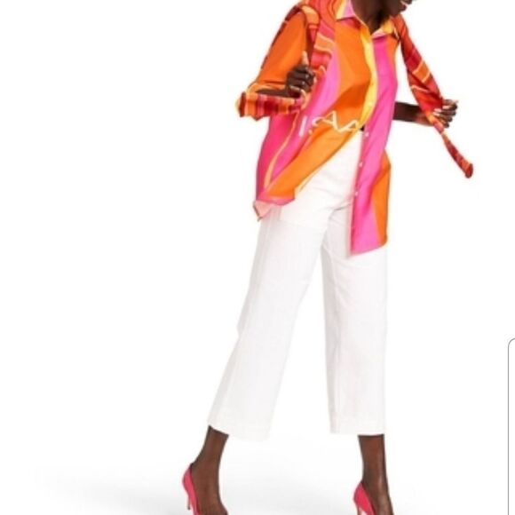 Isaac Mizrahi for Target color block silk top C33 - Picture 2 of 7
